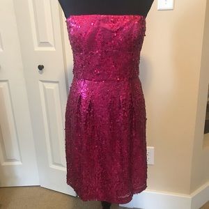 Pink BCBG cocktail dress with sequins. Size 6 NWT.